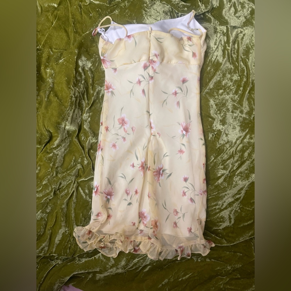 My Michelle Floral Flower yellow summer milk made dress cottage core ruffle - Picture 6 of 11